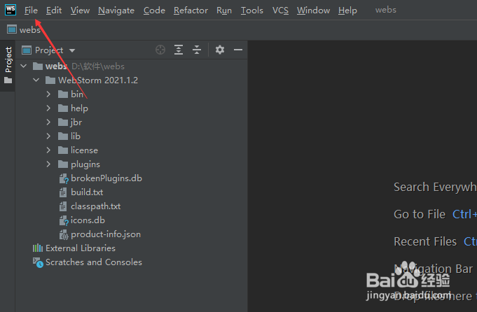 WebStorm 2021.1.2怎么脚本语言设置