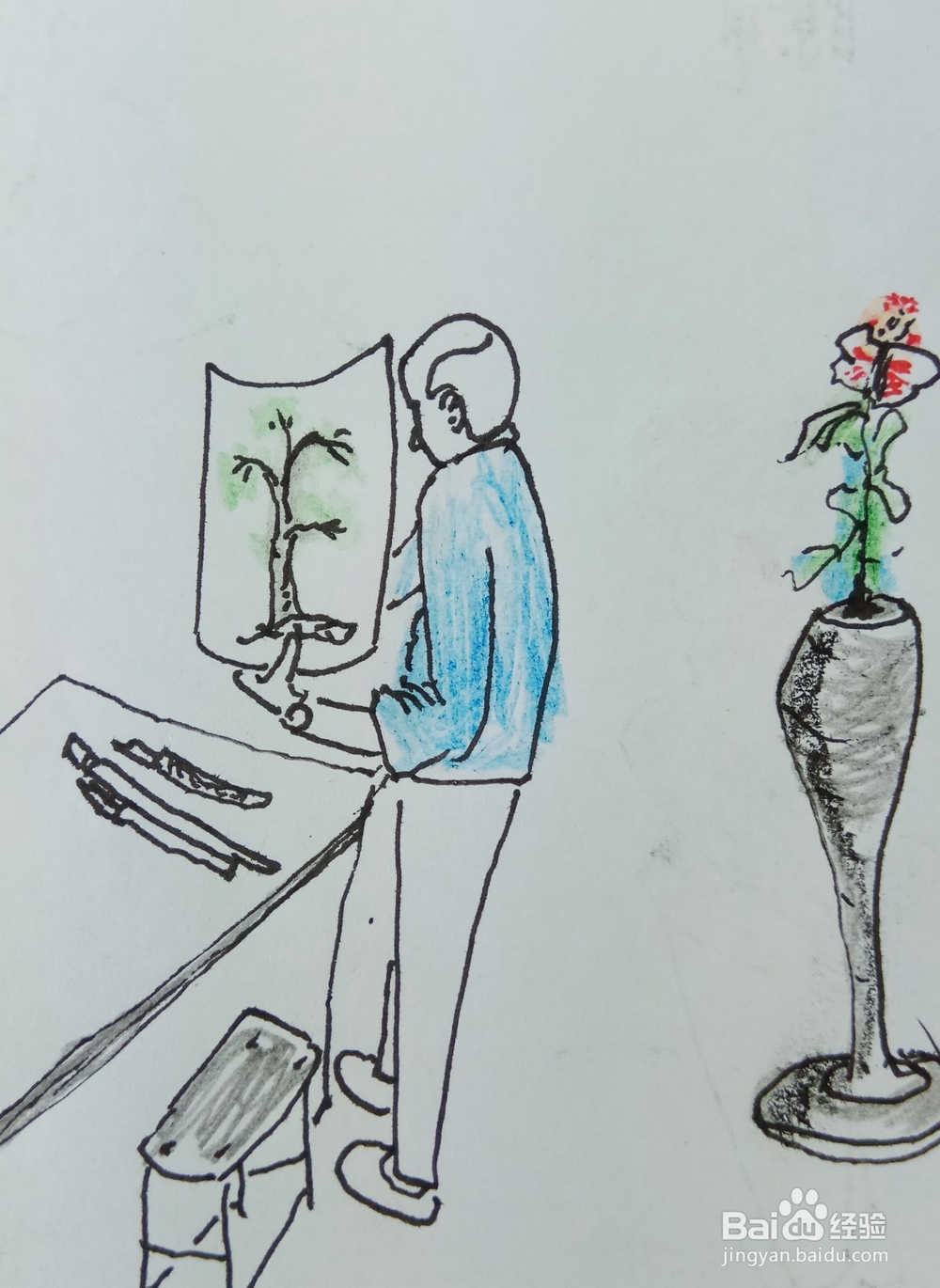 怎样画简笔画“他画出了一棵大树”