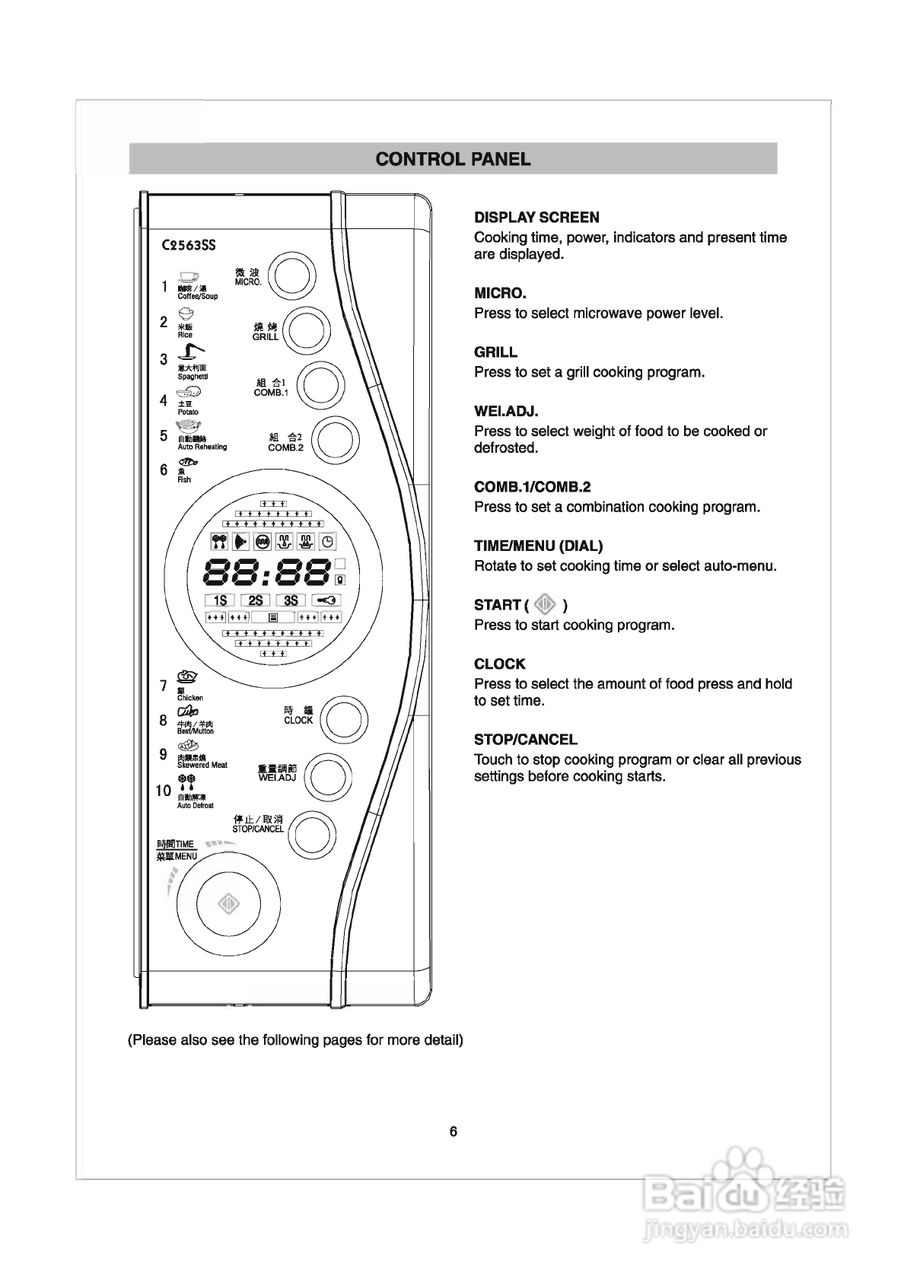 惠而浦C2563SS无烟少油BBQ微波炉说明书:[1]