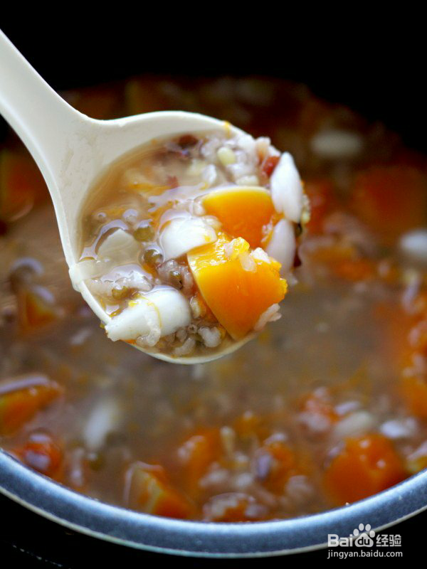 怎么做南瓜绿豆百合粥