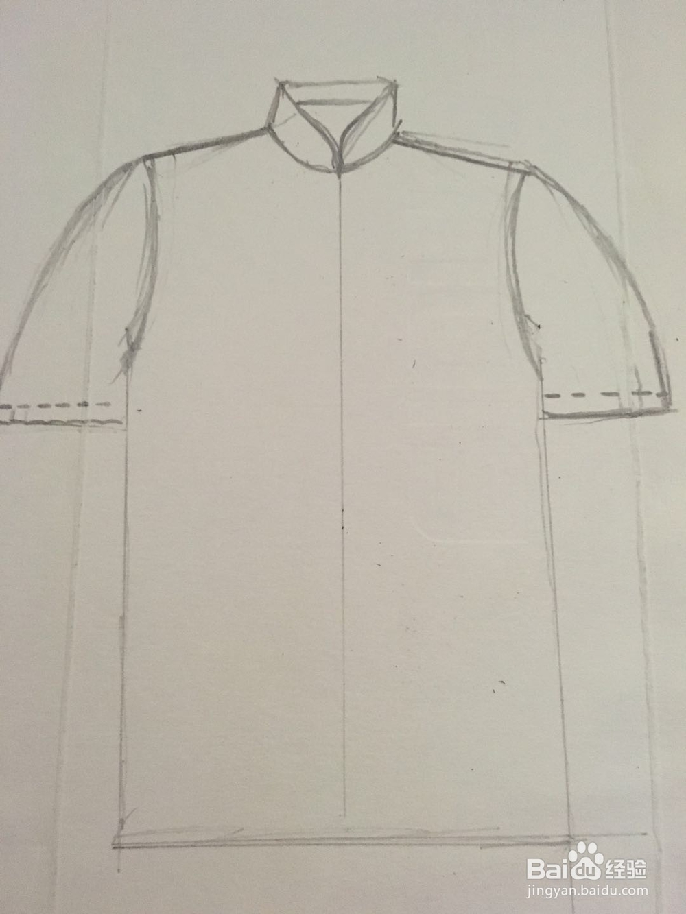 怎样画男士短袖中式服的简笔画