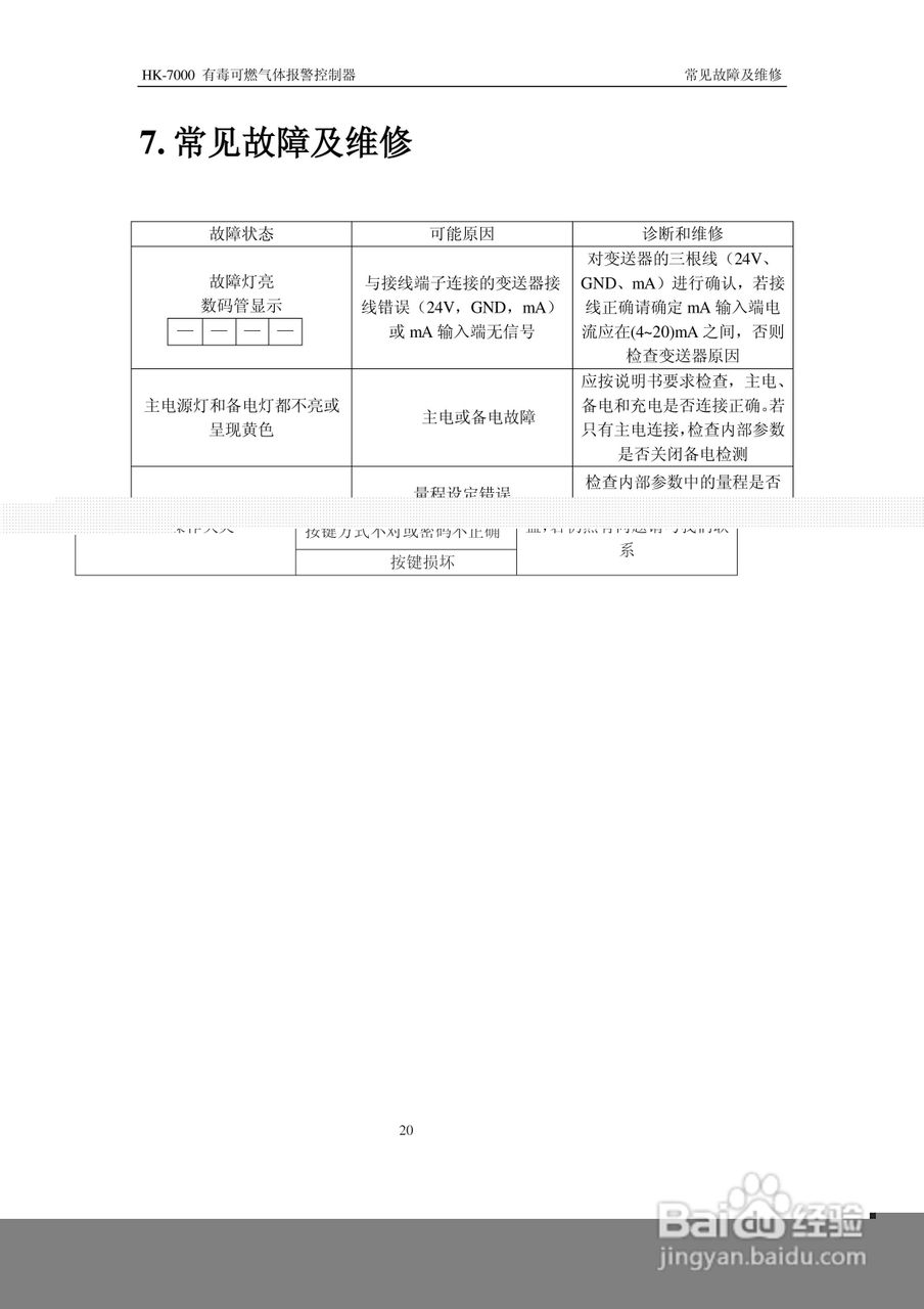HK-7000有毒可燃气体报警控制器安装使用说明书:[3]