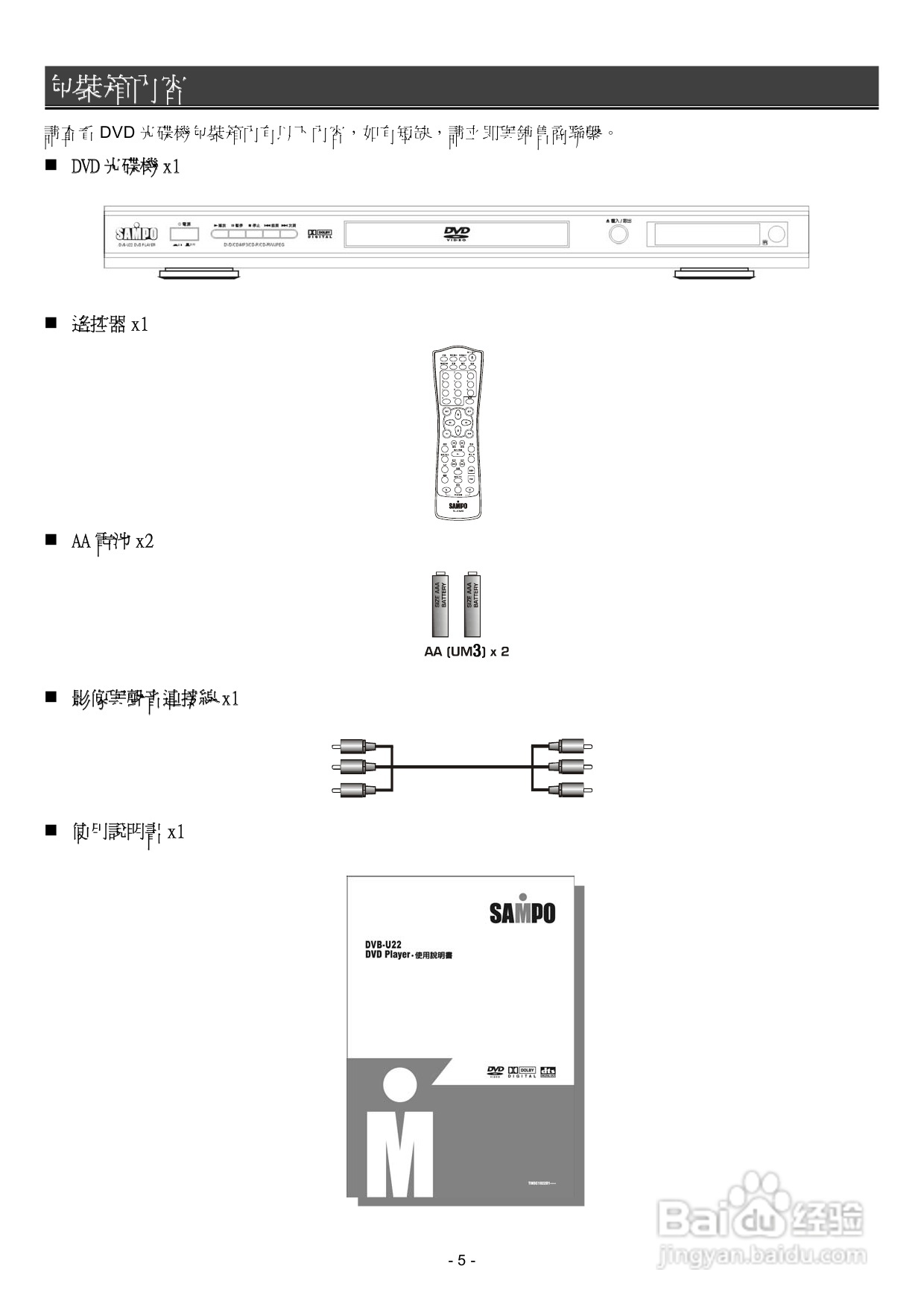 声宝DVB-U22型DVD播放器说明书:[1]