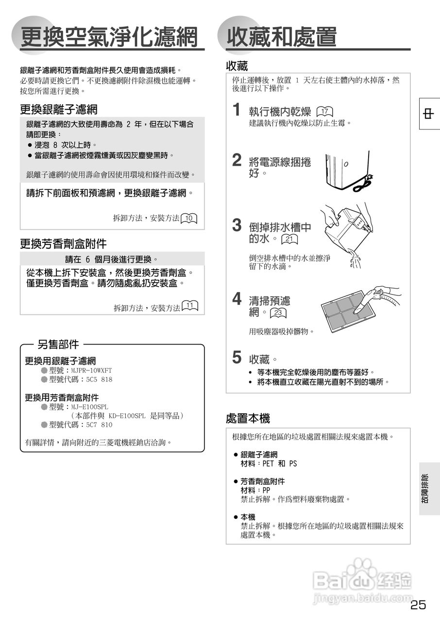 三菱MJ-E22WX-H除湿机说明书:[3]