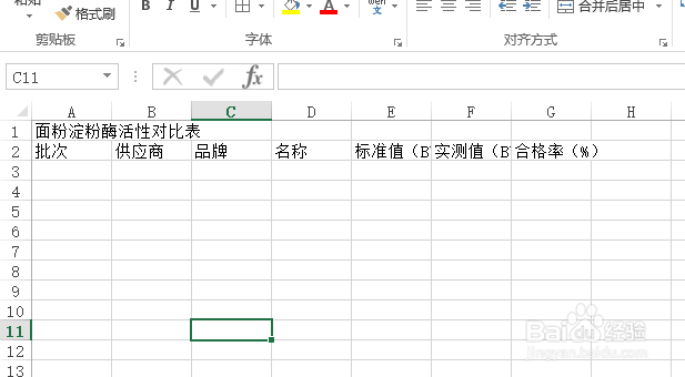 使用Excel怎样创建面粉淀粉酶活性对比表