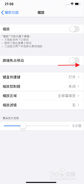 iphone11怎么开启缩放的跟随焦点移动