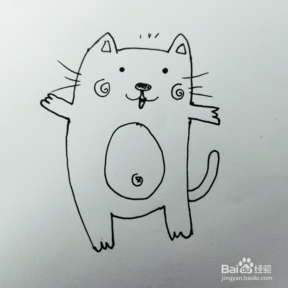 怎么画一只打伞的大脸猫简笔画呢？