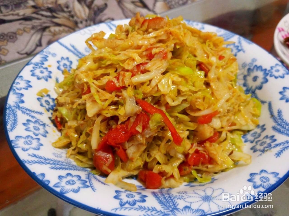 家常菜红西柿炒甘蓝