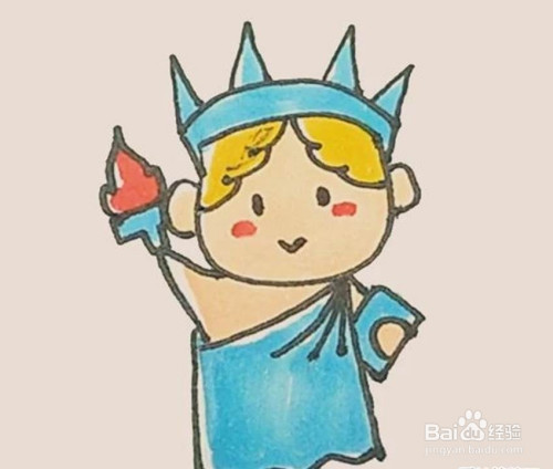 如何教小朋友画自由女神像的简笔画教程
