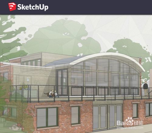 Sketchup草图大师16背景天空边线样式设置 百度经验 Sketchup草图大师16背景天空边线样式设置 百度经验