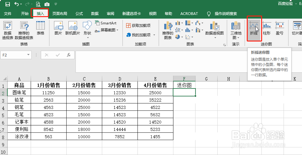 EXCEL表格怎么插入迷你图