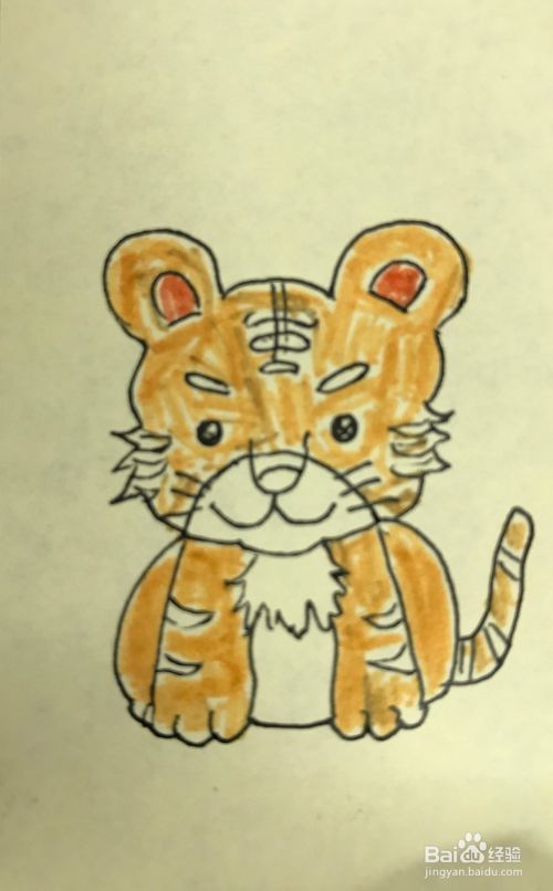 如何绘制一只正襟危坐的卡通老虎？