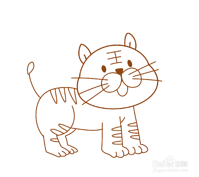 如何画卡通老虎的简笔画?