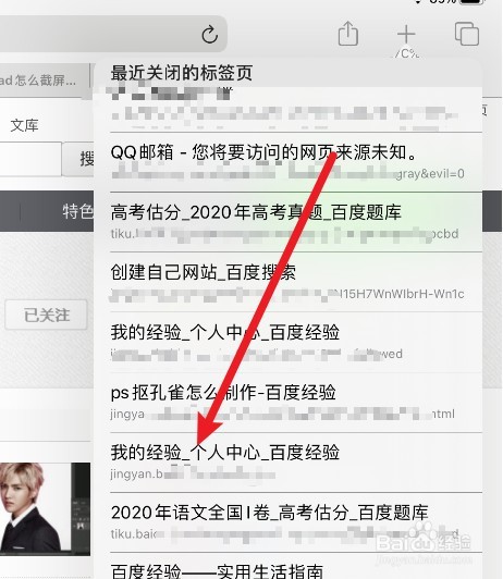 ipad再次打开上Safari浏览器最近关闭的网页