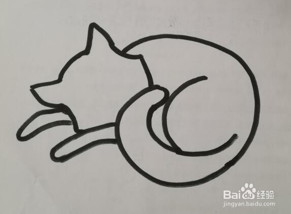 简笔画 如何画一只睡在书上猫