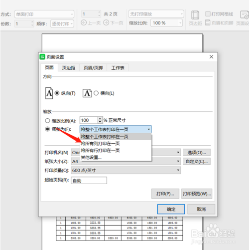 怎么将Excel中的所有列缩放到一页？