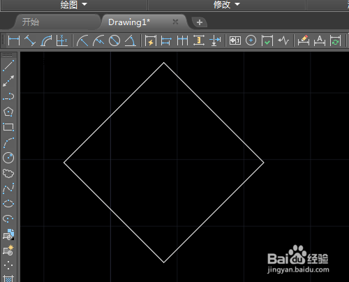 CAD2019如何用矩形和直线绘制菱形