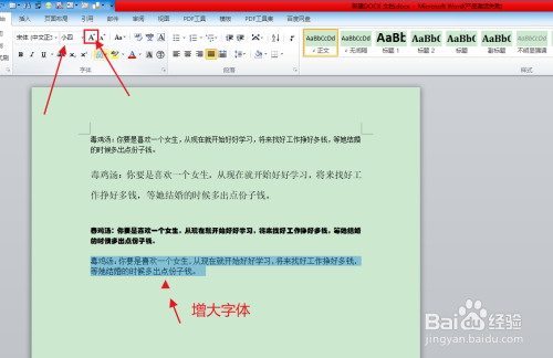 利用办公软件WORD文档字体命令美化文字