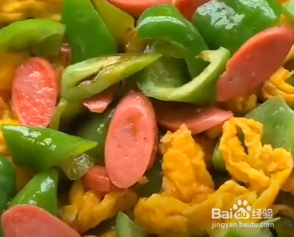 家常菜青椒火腿炒鸡蛋的制作方法