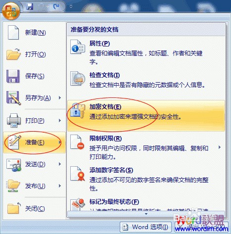 Word2007教程：[6]如何给Word2007文档加密
