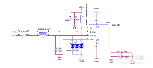 若接口为usb host,则l1需要更换为大电流磁珠; 2.