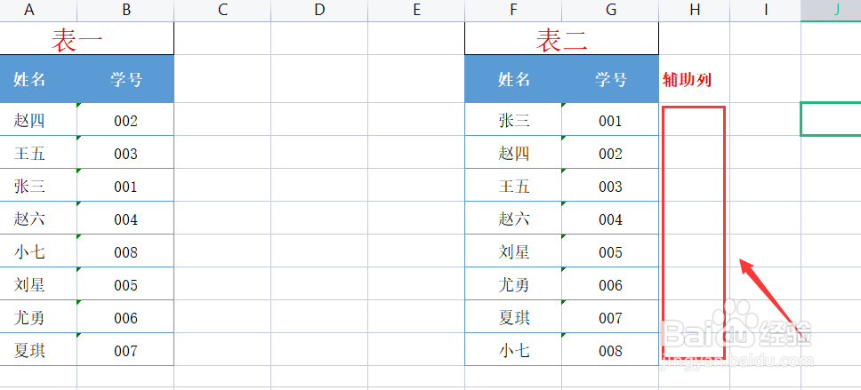 Excel表格如何让两列表格姓名顺序一致呢？