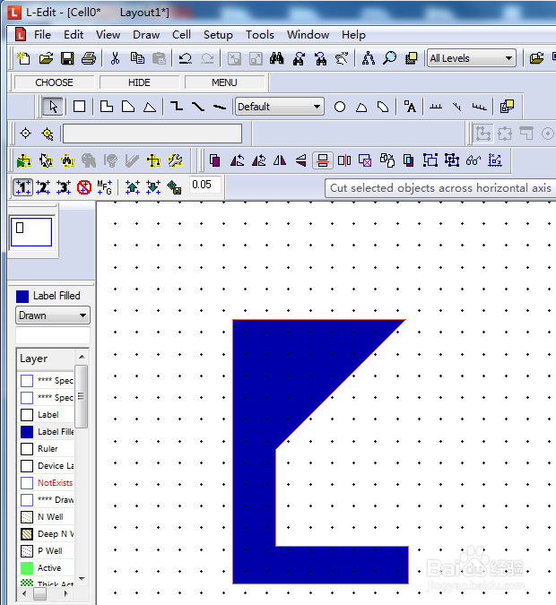Tanner L-edit中图案的水平和竖直分割