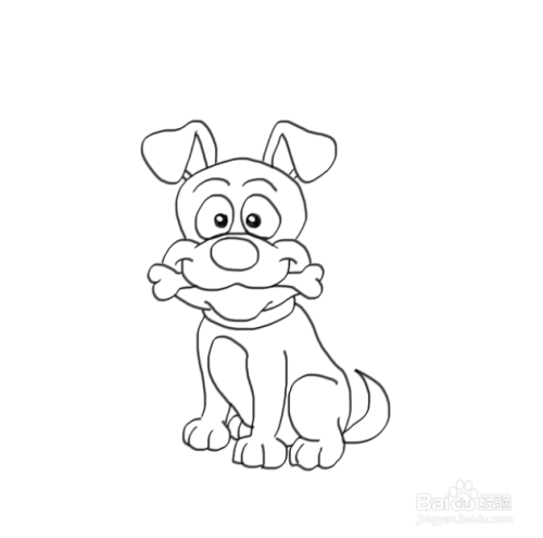 吃骨头的狗狗简笔画