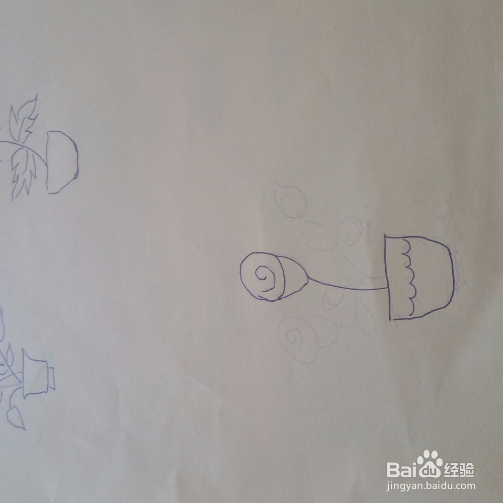 小玫瑰盆栽简笔画