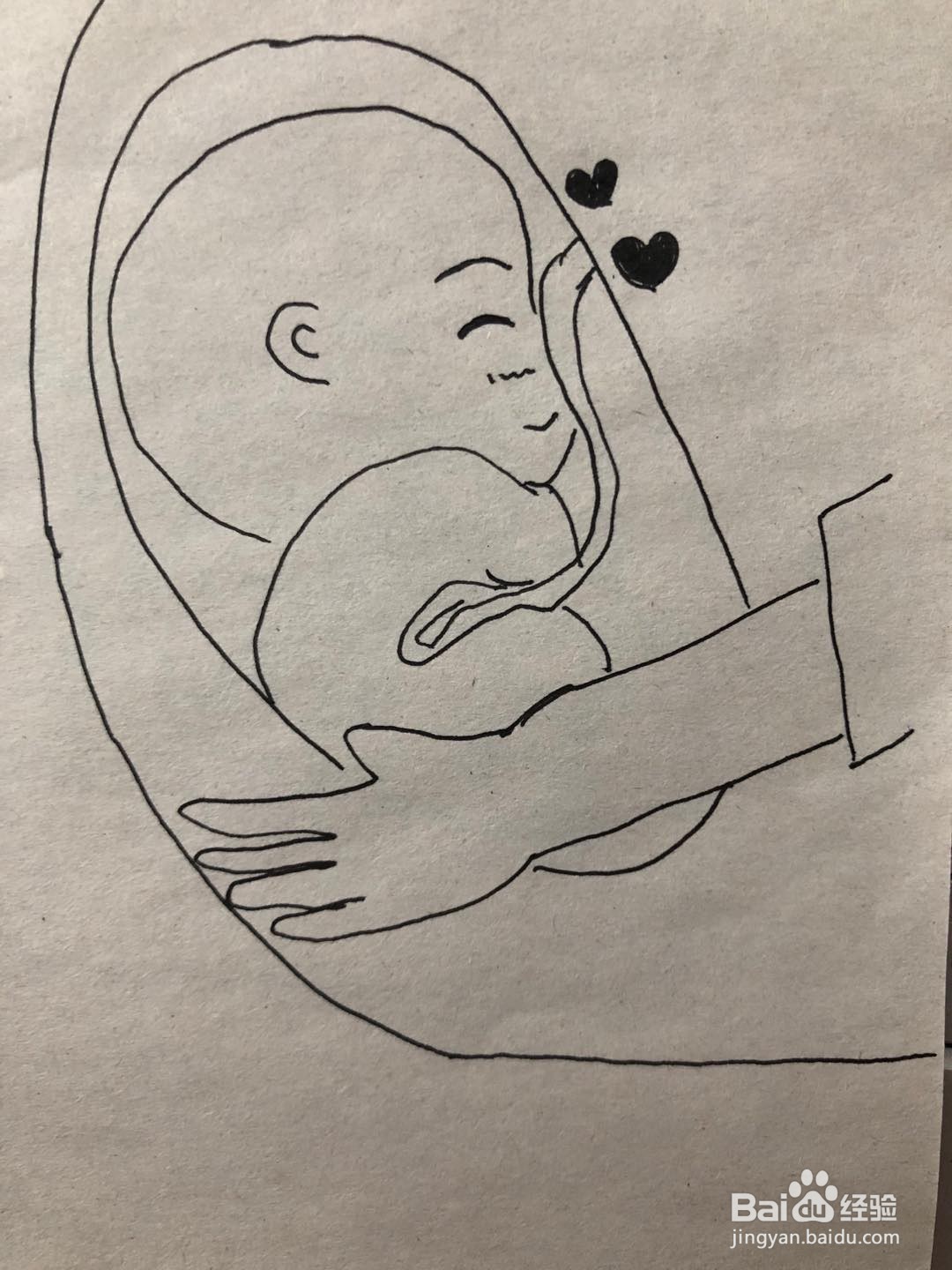 妈妈肚子里的我简笔画