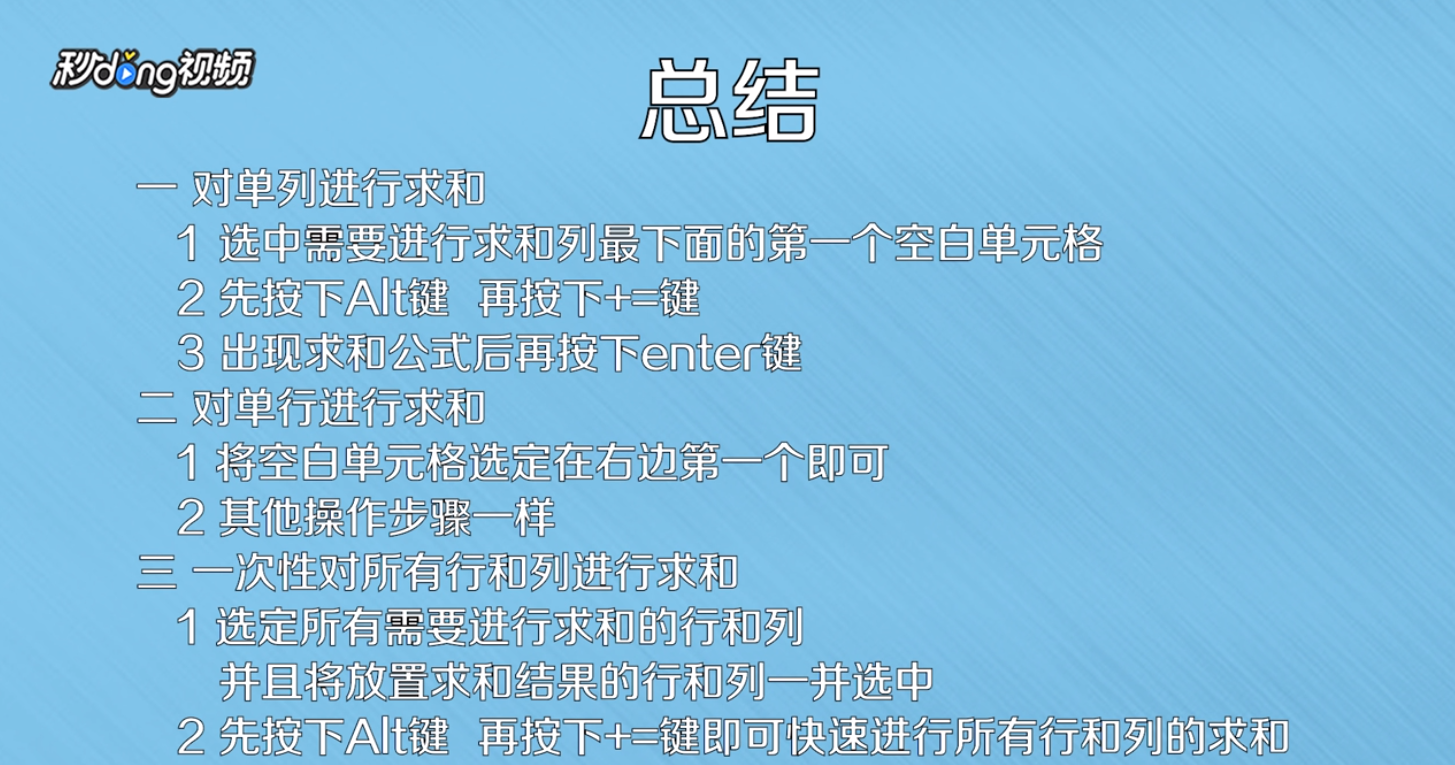 Excel如何使用ALT和+=键进行快速求和？