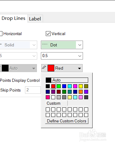 origin中散点图加垂直线的方法