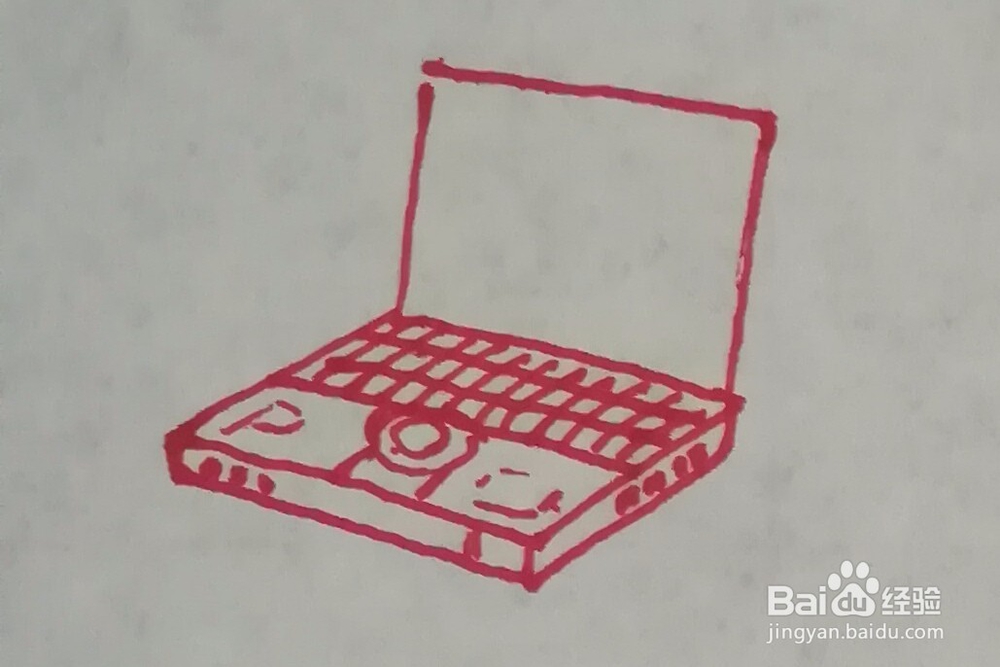 笔记本电脑简笔画怎么画，用几何形概括简单易学