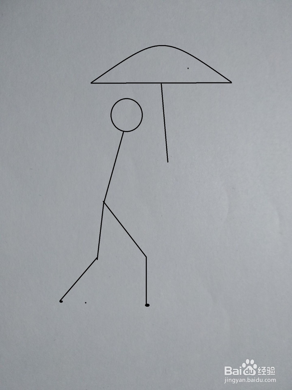 打伞的火柴人简笔画方法