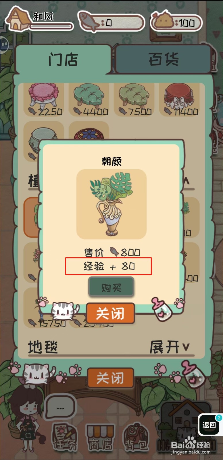 开心猫舍如何查看朝颜植物的经验