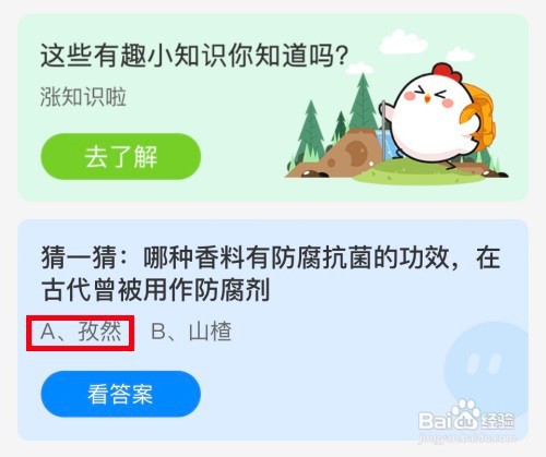 蚂蚁庄园：哪种香料在古代有防腐抗菌的功效