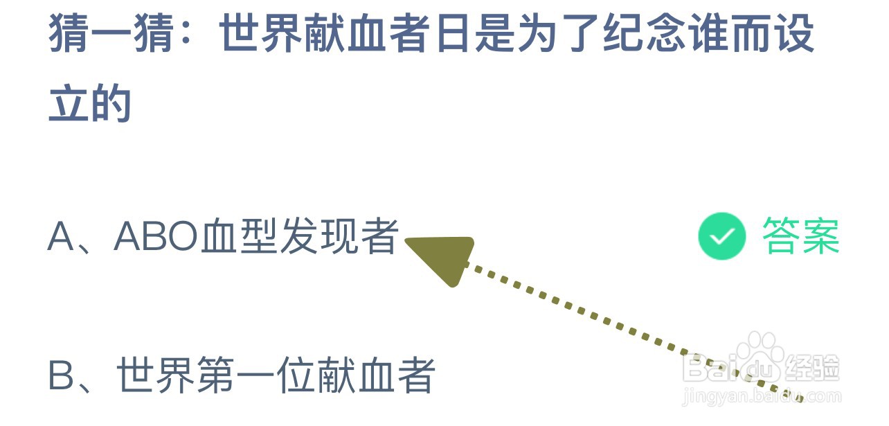 蚂蚁庄园6.14世界献血者日是为了纪念谁而设立?