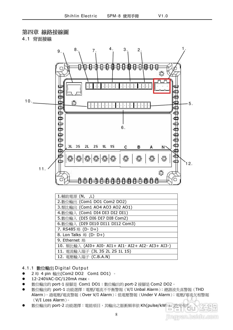 士林电机SPM-8多功能集合式电錶使用手册:[1]