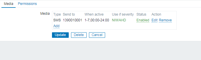 如何在zabbix中增加用户媒体？