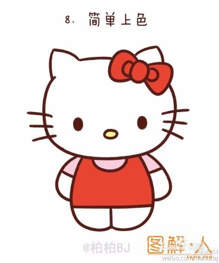 hello kitty凱蒂貓簡筆畫圖解教程