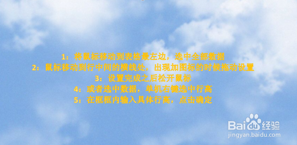 怎么设置Excel表格的行高