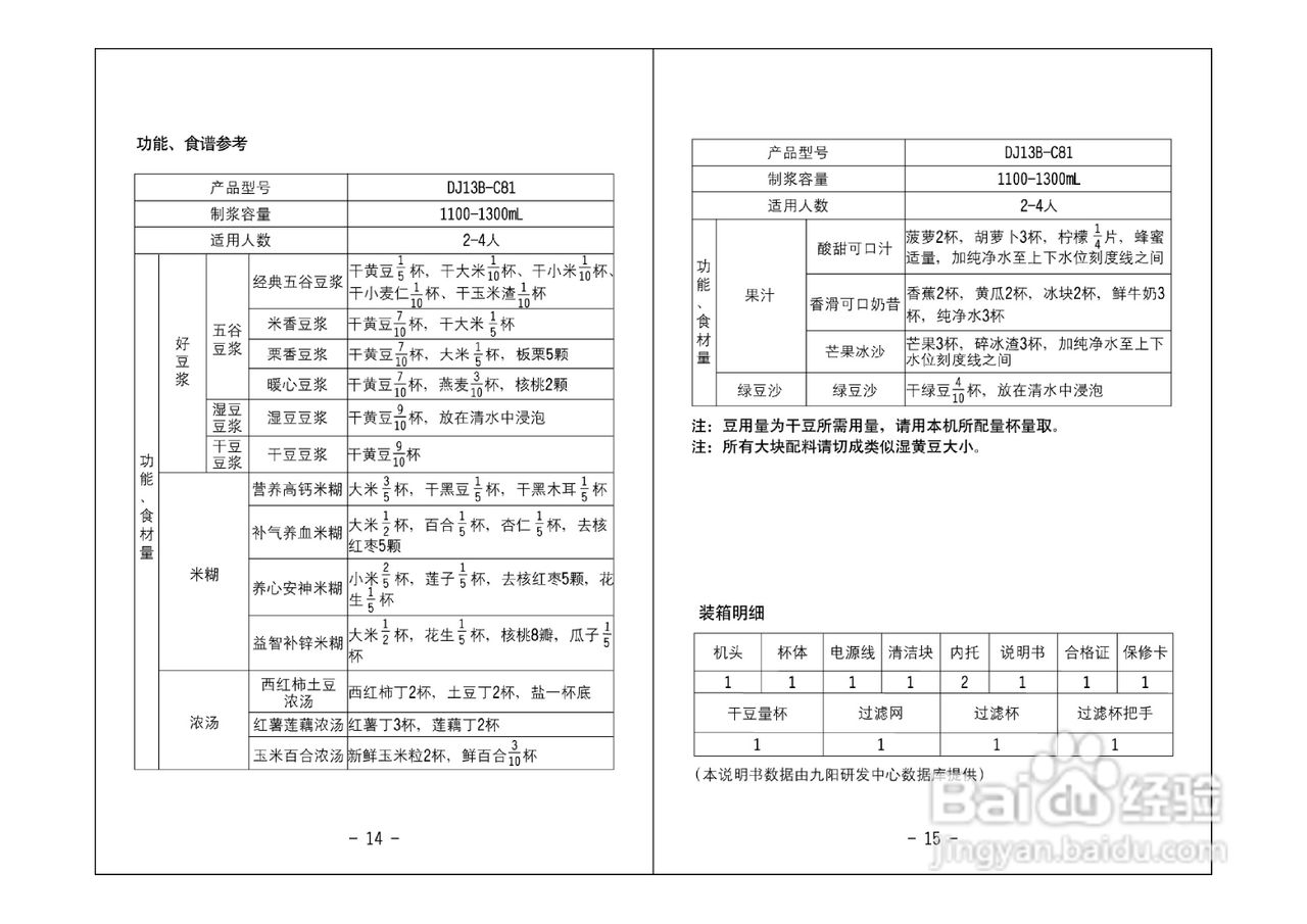 九阳豆浆机DJ13B-C81型使用说明书