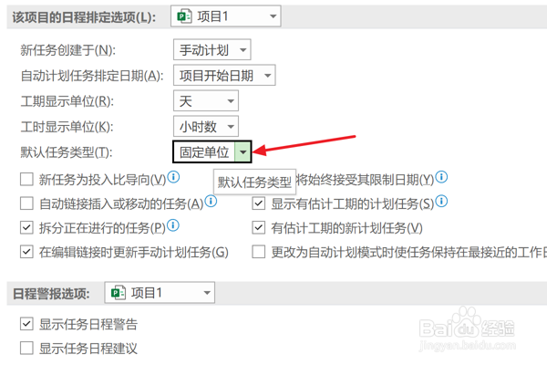 Project2021怎么设置默认任务类型