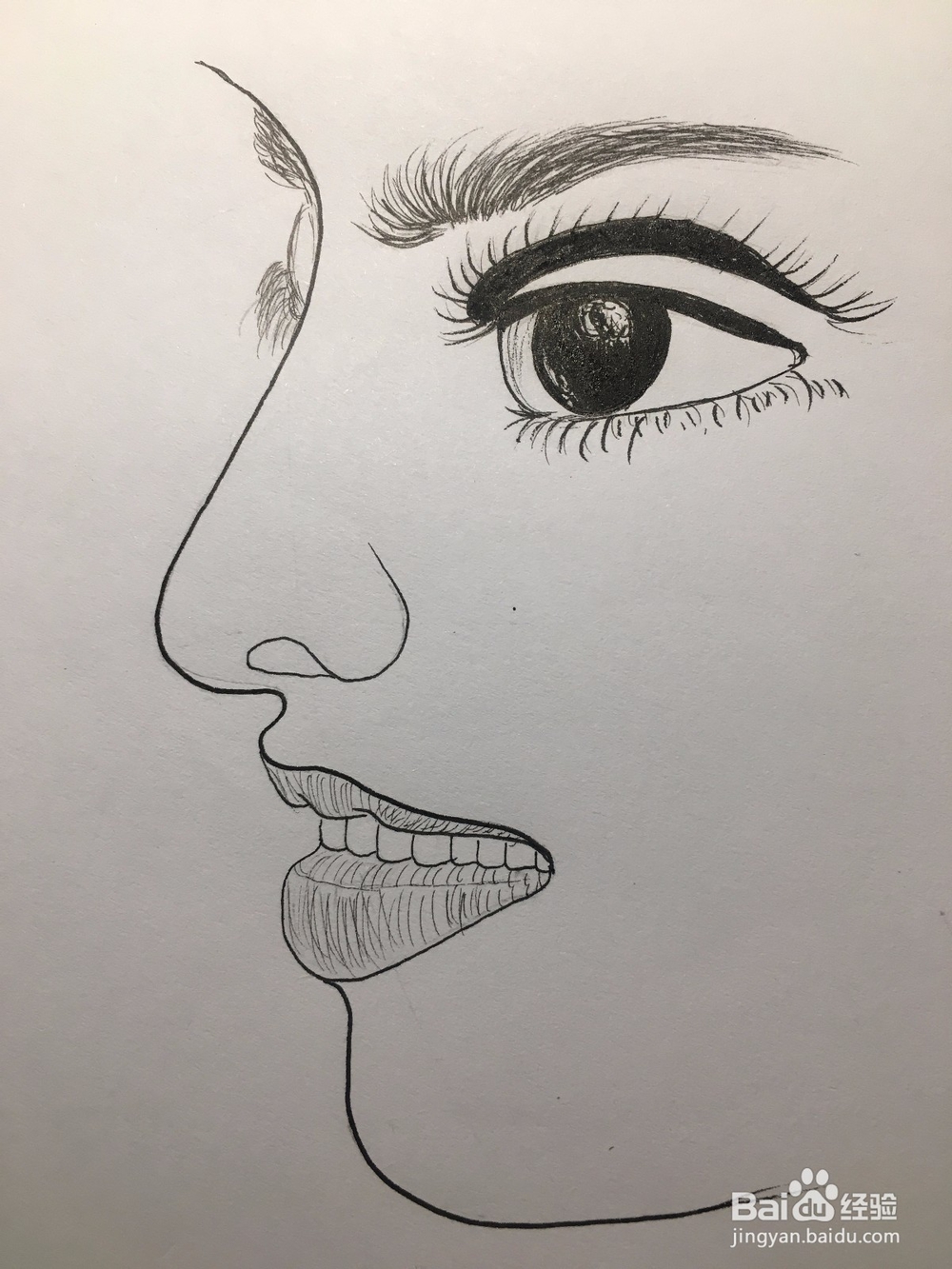 画女人的侧脸 画眼睛鼻子嘴唇 人脸简笔画
