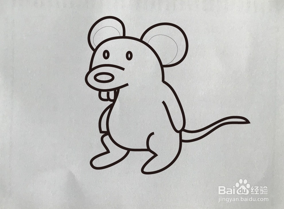 怎样画小灰老鼠简笔画
