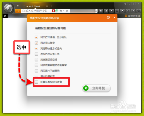 猎豹浏览器播放没声音怎么修复