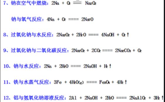 高一化学方程式是什么