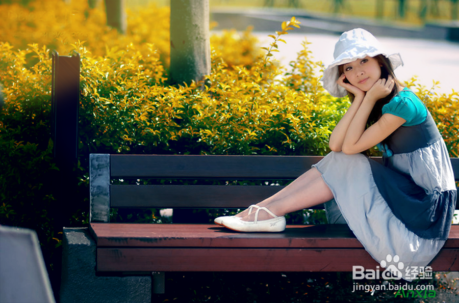 PS调色教程：秋季路边清新美女照片--安下