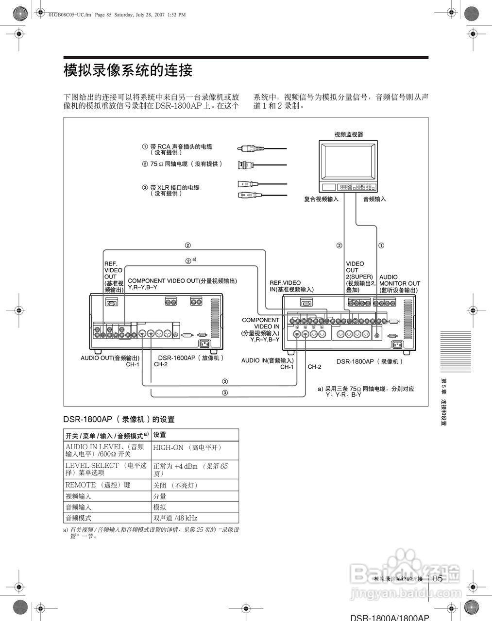 DSR-1800AP Master 系列录像机用户手册:[9]