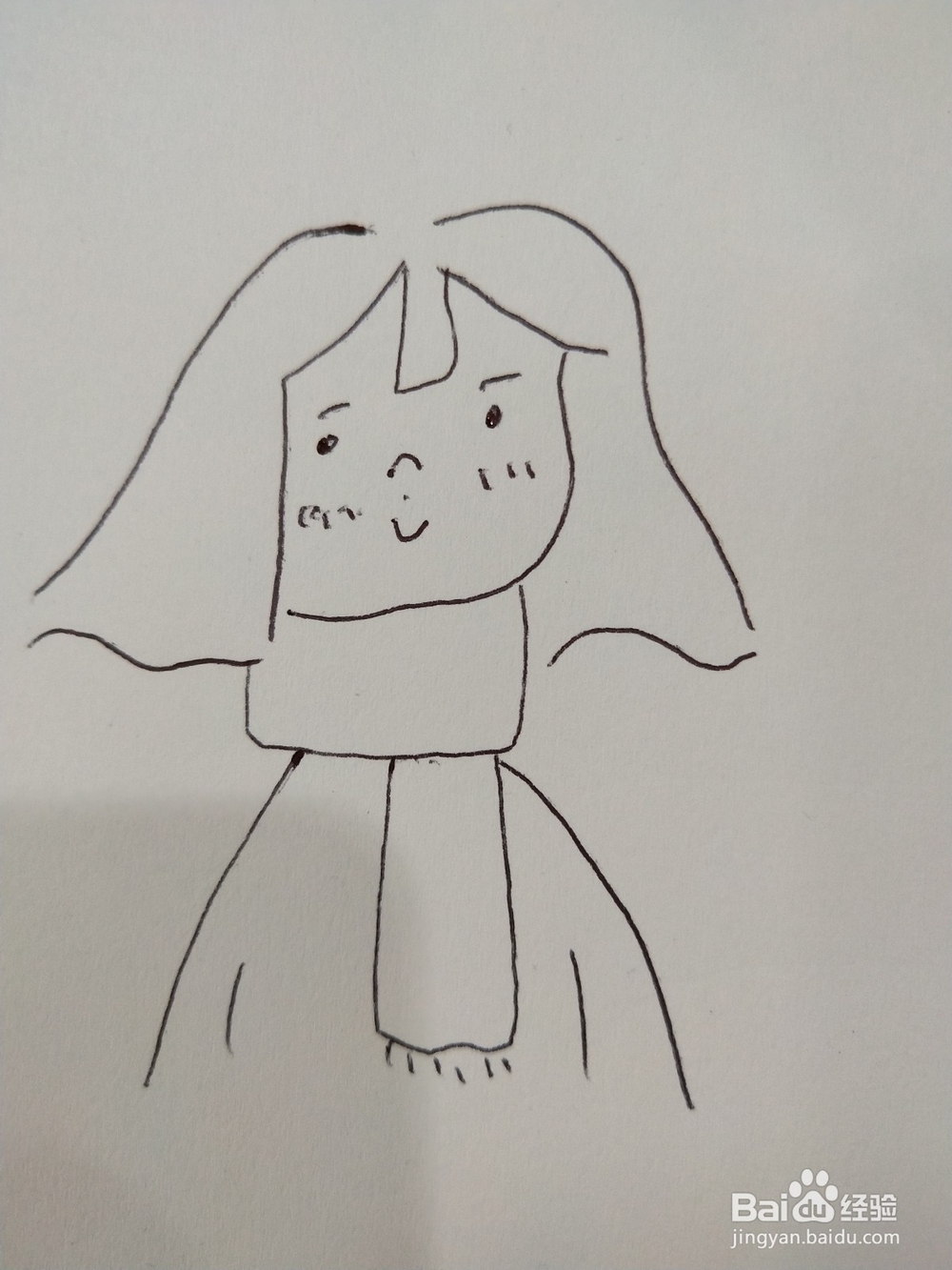 怎么画一个戴围巾的女孩